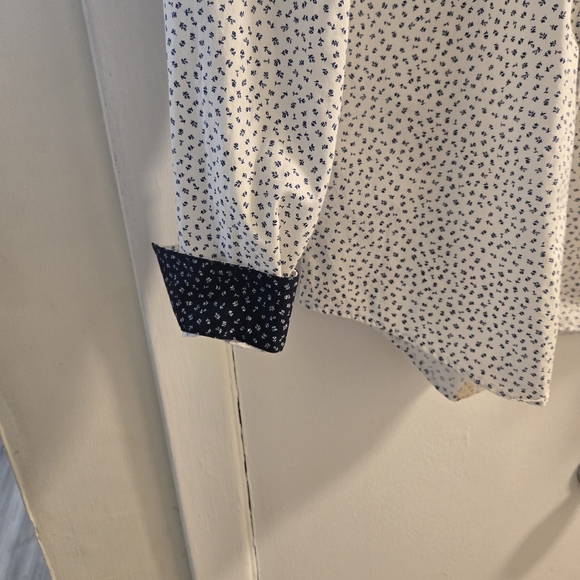 Zara Men's White With Blue Roses Button Down Shirt Size M - Picture 5 of 6